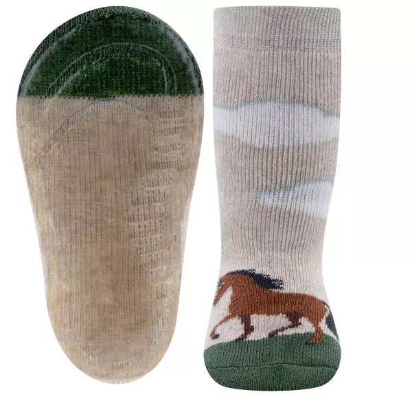 Stoppersocken SoftStep Pferd - beige melange
