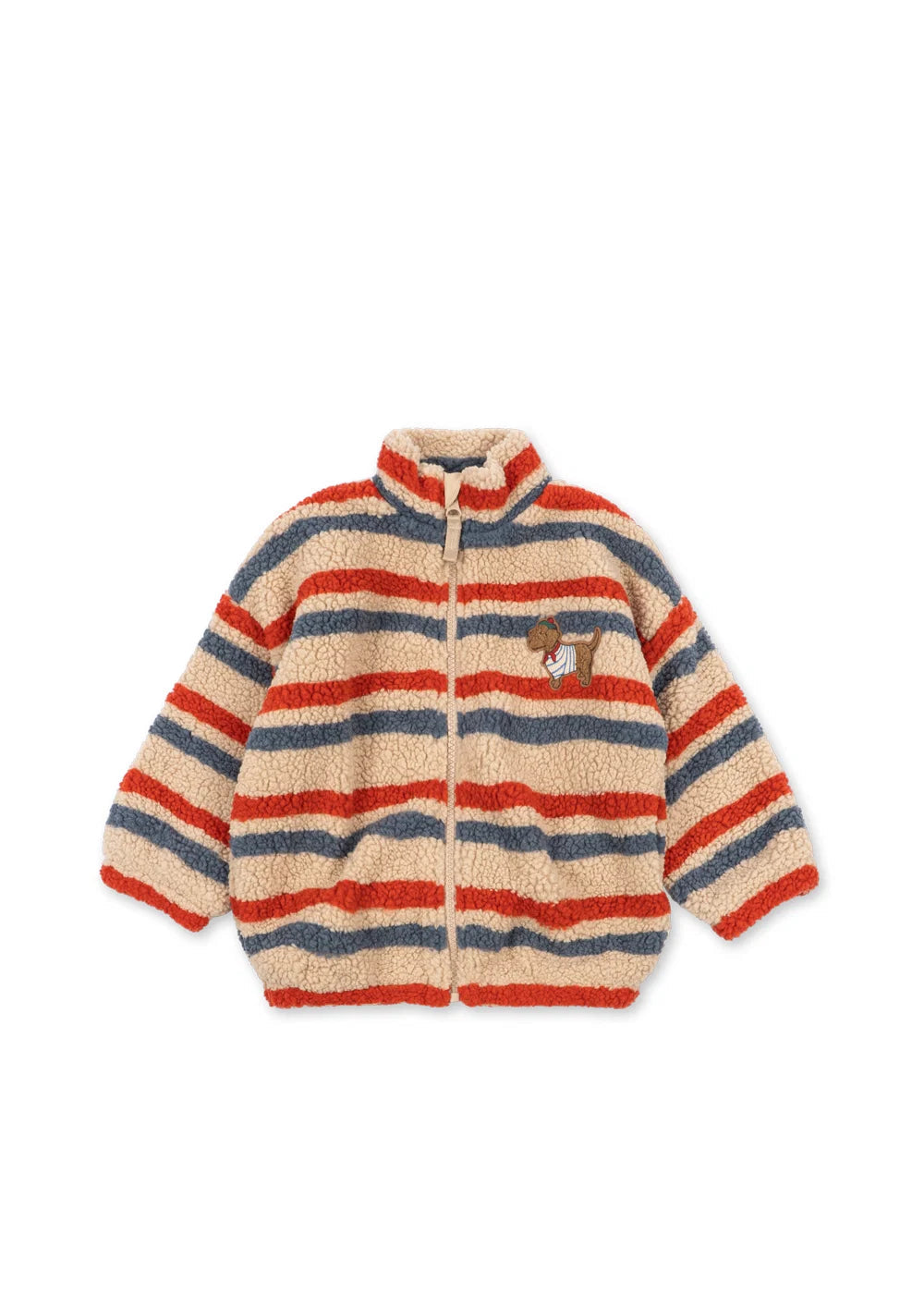 Konges Sloejd-JODY EMBROIDERY TEDDY JACKET GRS-TANGERINE STRIPE