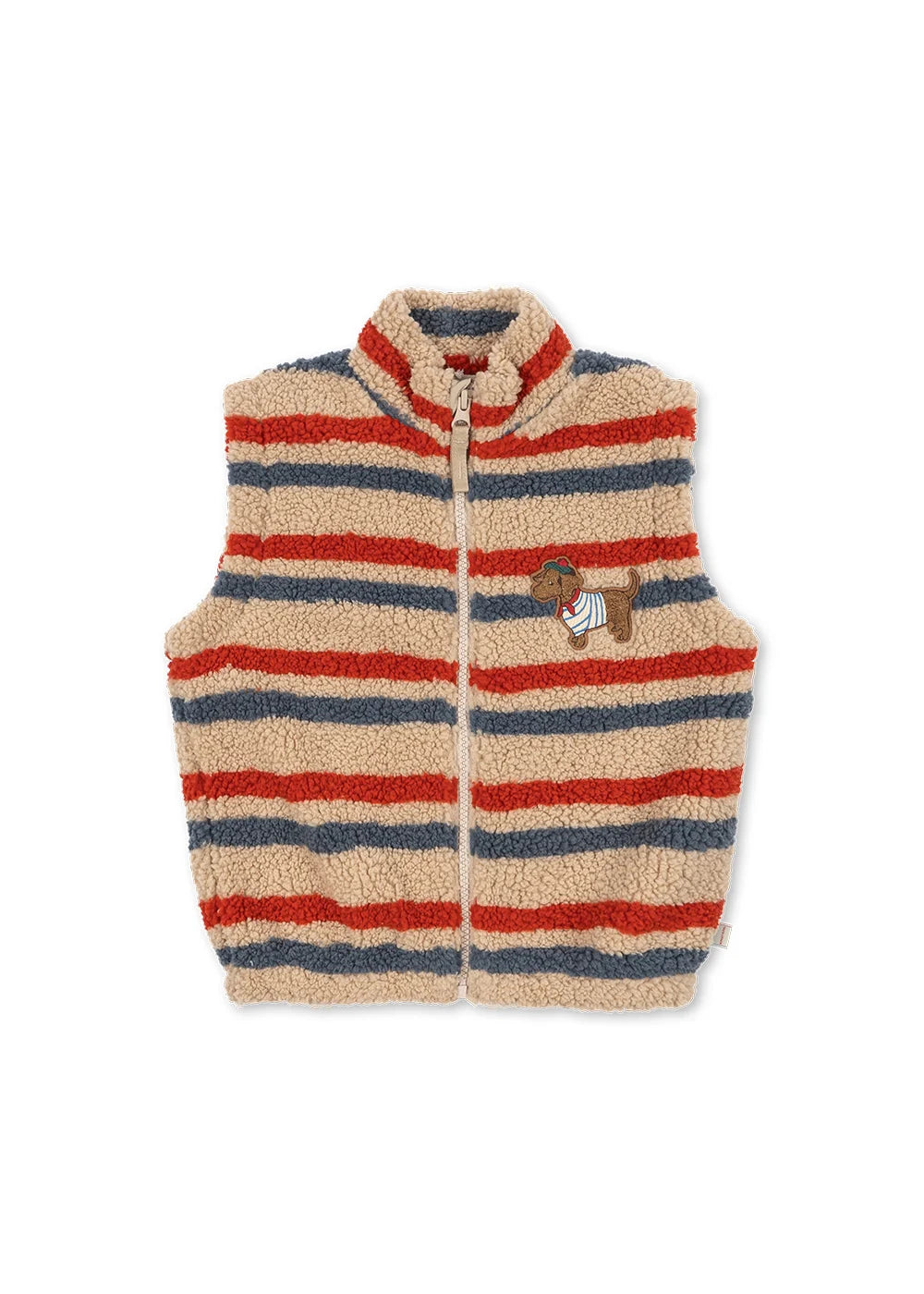Konges Sloejd-JODY EMBROIDERY TEDDY VEST GRS-TANGERINE STRIPE
