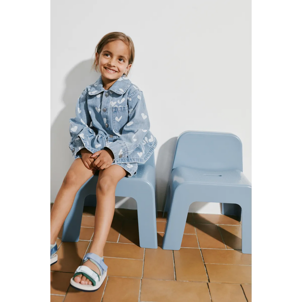 Liewood-Kenza Printed Denim Overshirt-Sweethearts / light blue denim