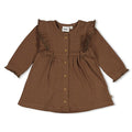 Feetje-Geripptes Kleid pointelle AOP -  Lucky Bloombird-Braun