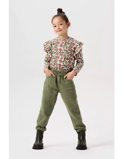 Girls pants Awenda relaxed fit-Olivine