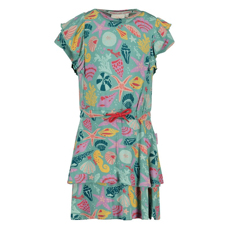 Jubel-Kleid Rüschen AOP - Lazy Lagoon-Jade Grün