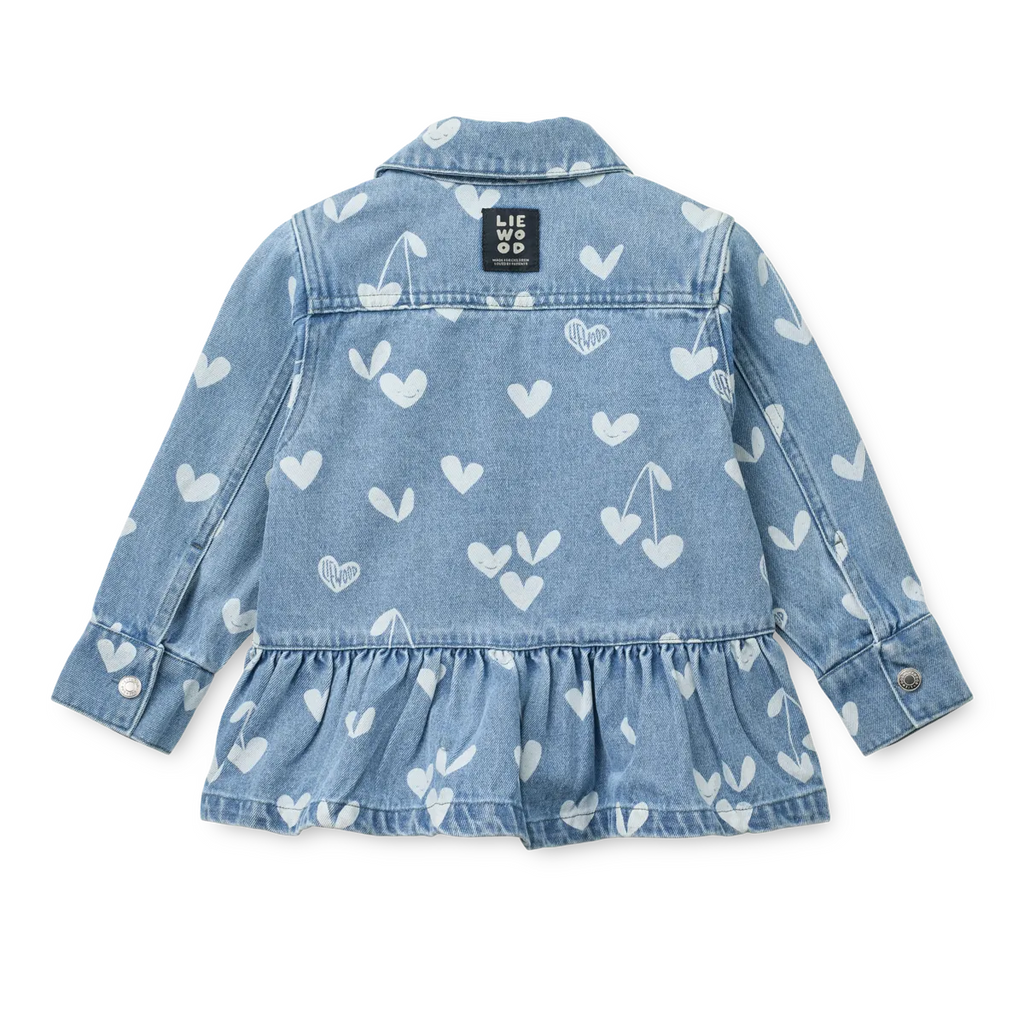 Liewood-Kenza Printed Denim Overshirt-Sweethearts / light blue denim