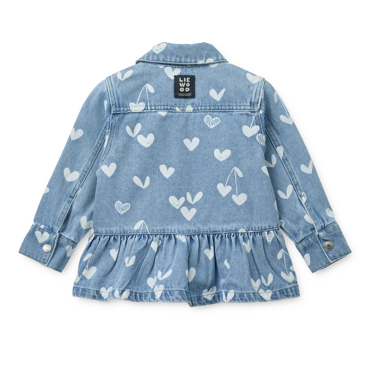 Liewood-Kenza Printed Denim Overshirt-Sweethearts / light blue denim