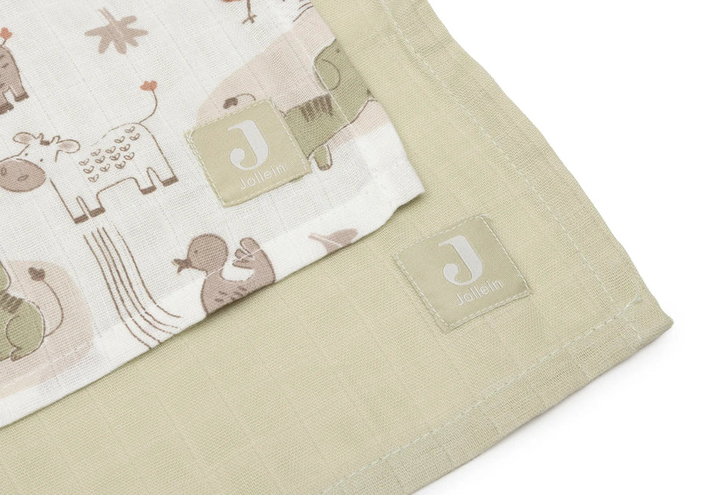 Jollein-Mullwindeln Hydrophil 115x115cm Barn Buddies (2pack)
