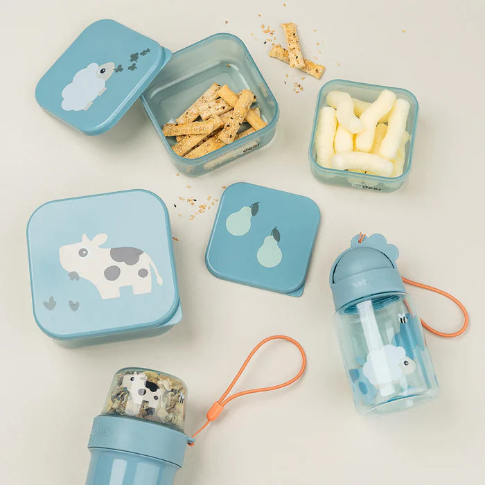 Snackbox-Set 3-er Pack - Tiny farm - Blau