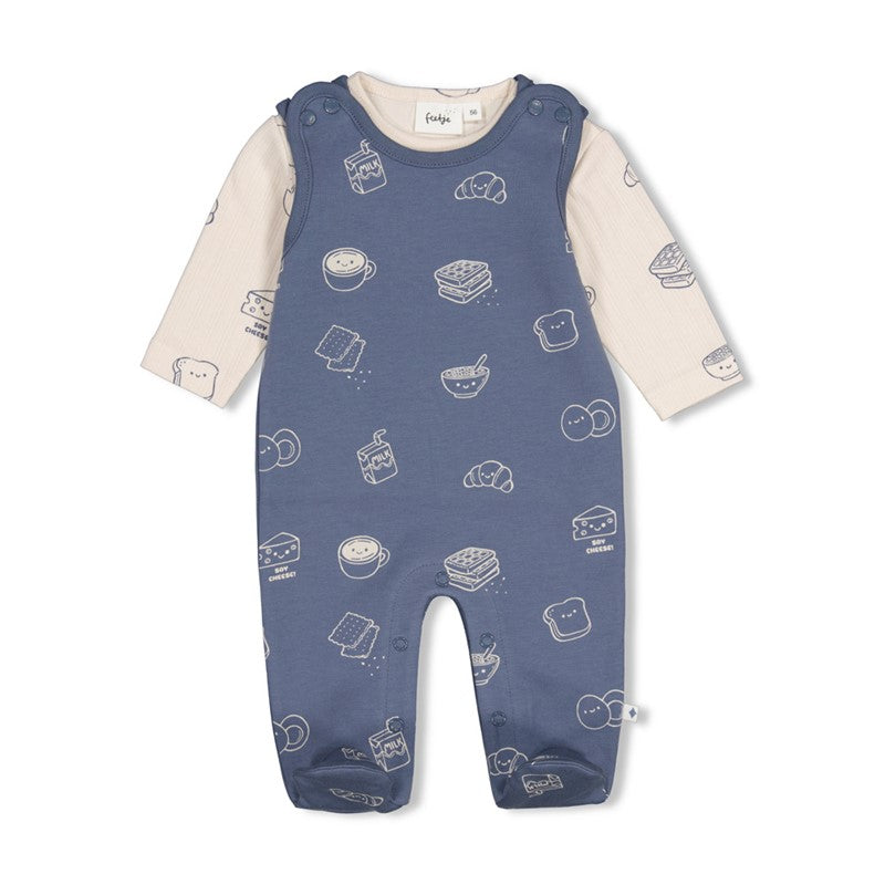 Feetje-2-tlg. Strampler AOP - Breakfast Buddy-Blau