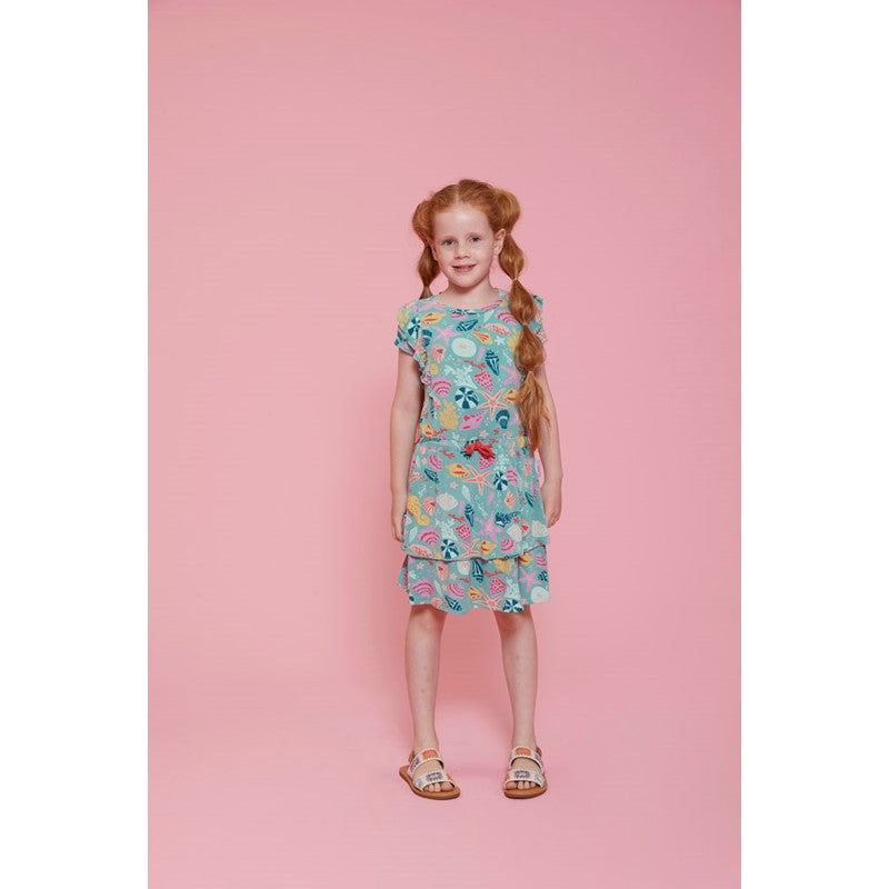 Jubel-Kleid Rüschen AOP - Lazy Lagoon-Jade Grün