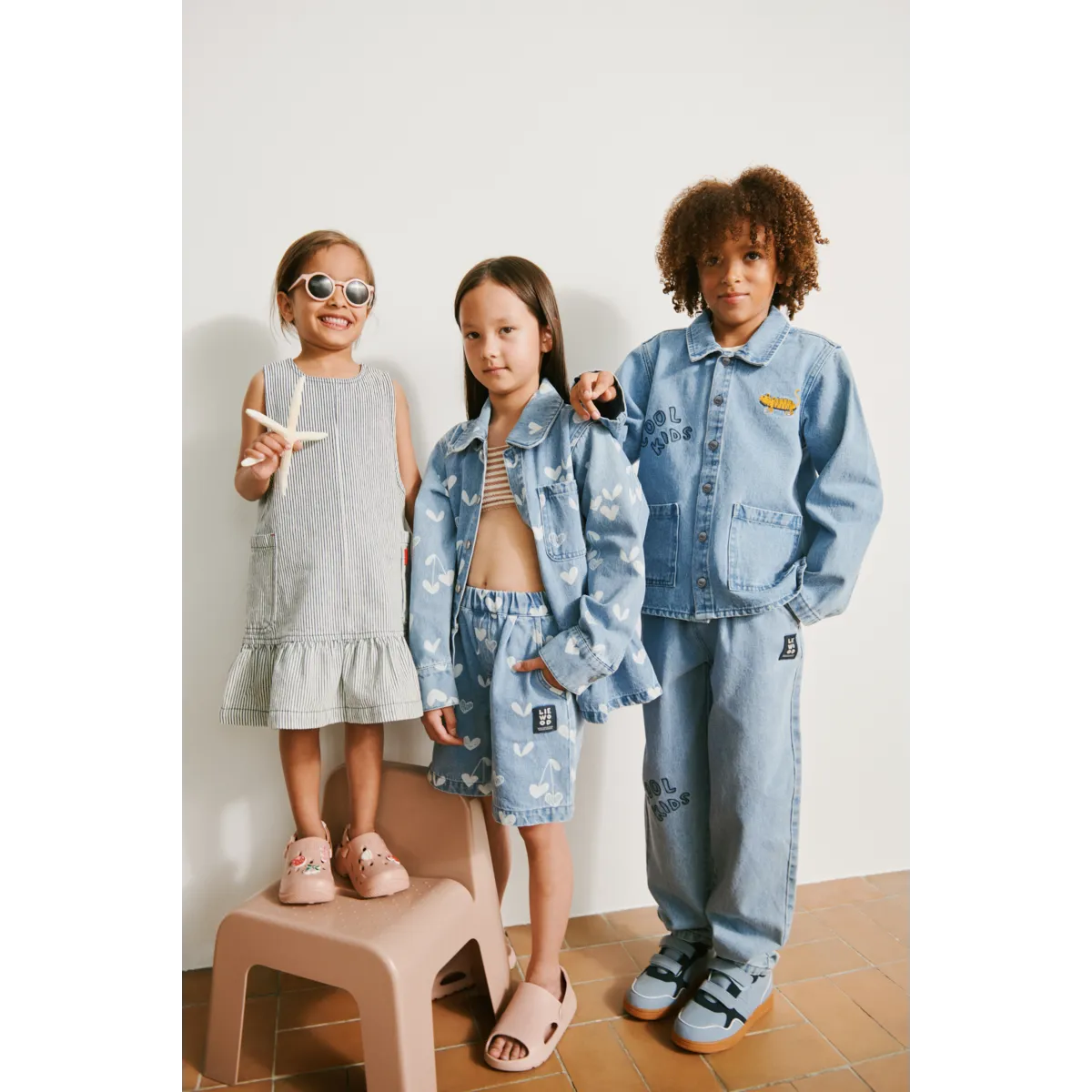 Liewood-Kinsley Placement Denim Overshirt-Cool kids / Light blue denim