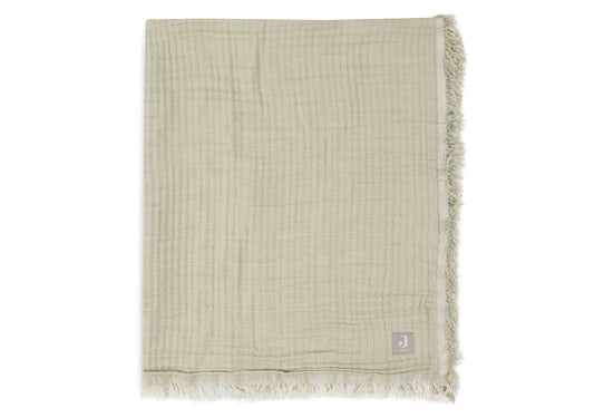 Jollein-Decke Kinderbett 120x120cm Fringe Olive Green/Ivory GOTS-Grün