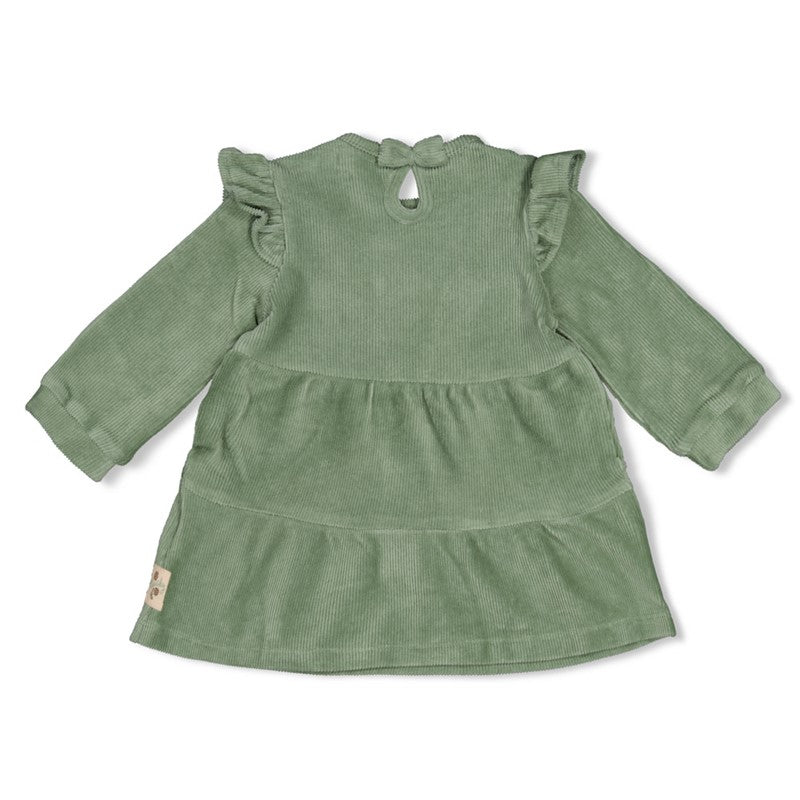 Feetje-Geripptes Kleid Samt - Lucky Bloombird-Jade Grün