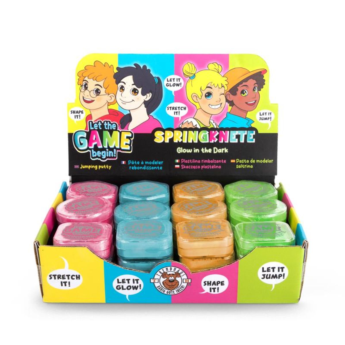 Springknete nachtleuchtend 15g,4-fach sortiert