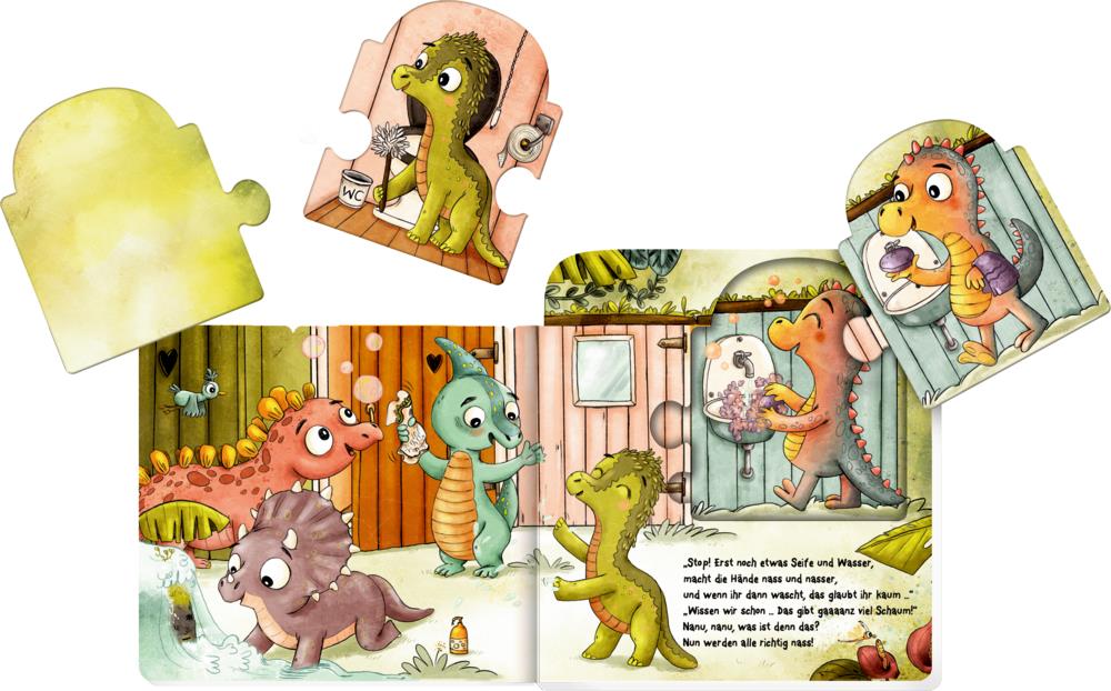 Mein Mitmach-Puzzle-Buch: 5 Dinos gehen allein aufs Klo