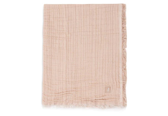 Jollein-Decke Kinderbett  120x120cm Fringe Moonstone/Ivory GOTS-Gelb