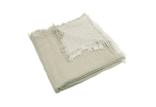 Jollein-Decke Kinderbett 120x120cm Fringe Olive Green/Ivory GOTS-Grün