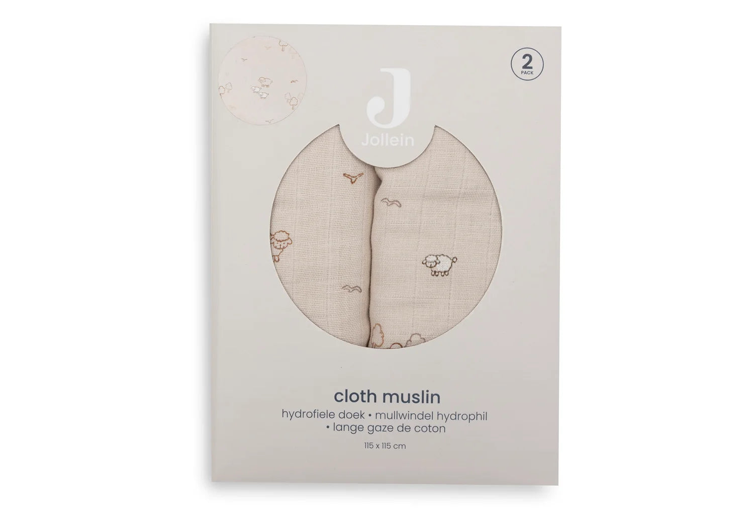 Jollein-Mullwindeln Hydrophil 115x115cm Woolly (2pack)