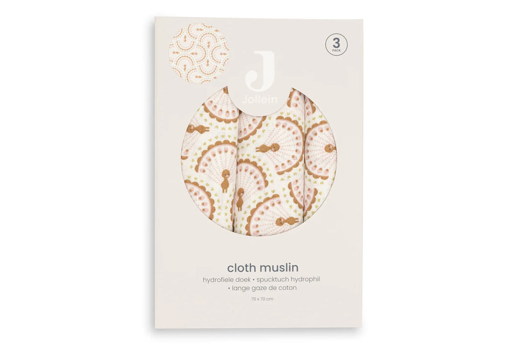 Jollein-Spucktuch Hydrophill 70x70cm Soft Plumes (3pack)
