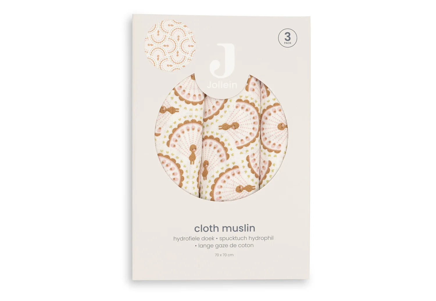 Jollein-Spucktuch Hydrophill 70x70cm Soft Plumes (3pack)