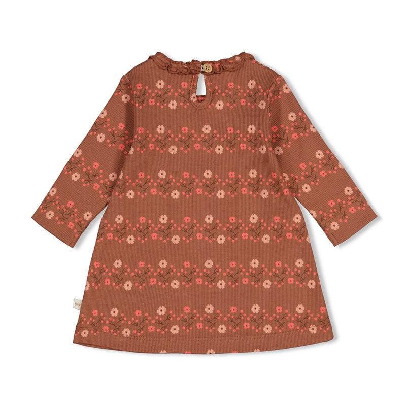 Feetje-Geripptes Kleid AOP - Forest Garden-Braun