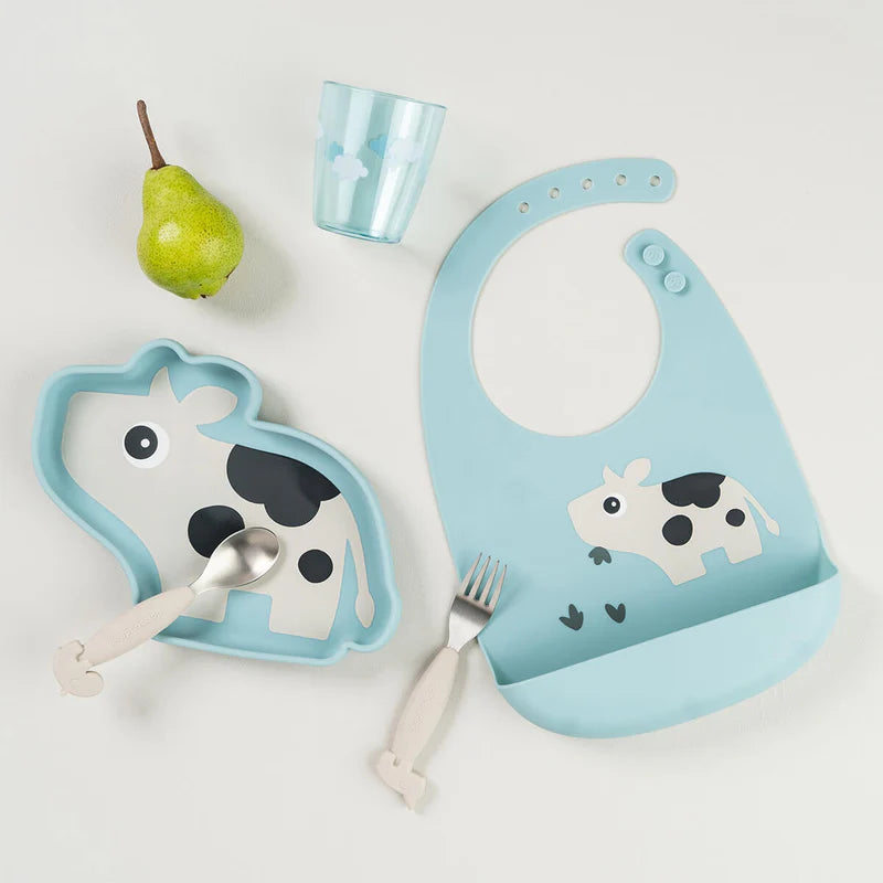 Silikon Stick&Stay Teller - Dotti - Blau