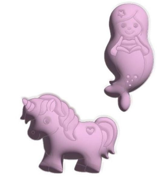 Spielstabil -Sandförmchen Fabelwesen, Einhorn oder Meerjungfrau, 1 Stück (Vorauswahl nicht möglich!)