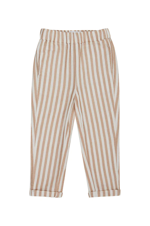 GESTREIFTE LEINENHOSE MIT TASCHEN