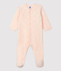 Petit Bateau - BABY-STRAMPLER AUS VELOURS.- FLEUR/ECUME