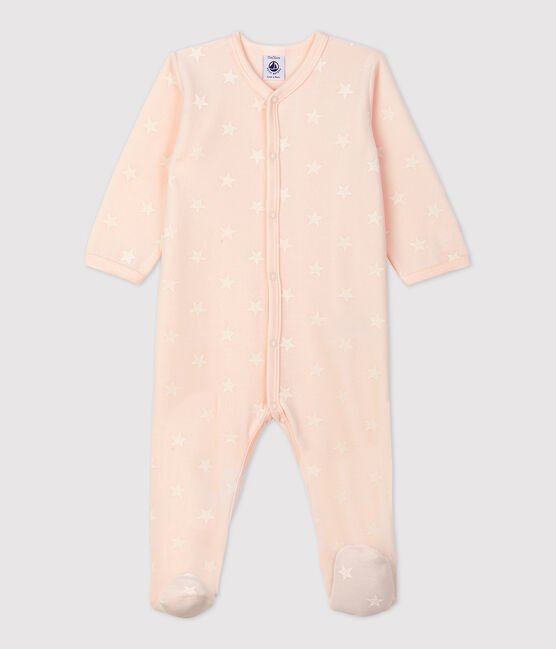 Petit Bateau - BABY-STRAMPLER AUS VELOURS.- FLEUR/ECUME