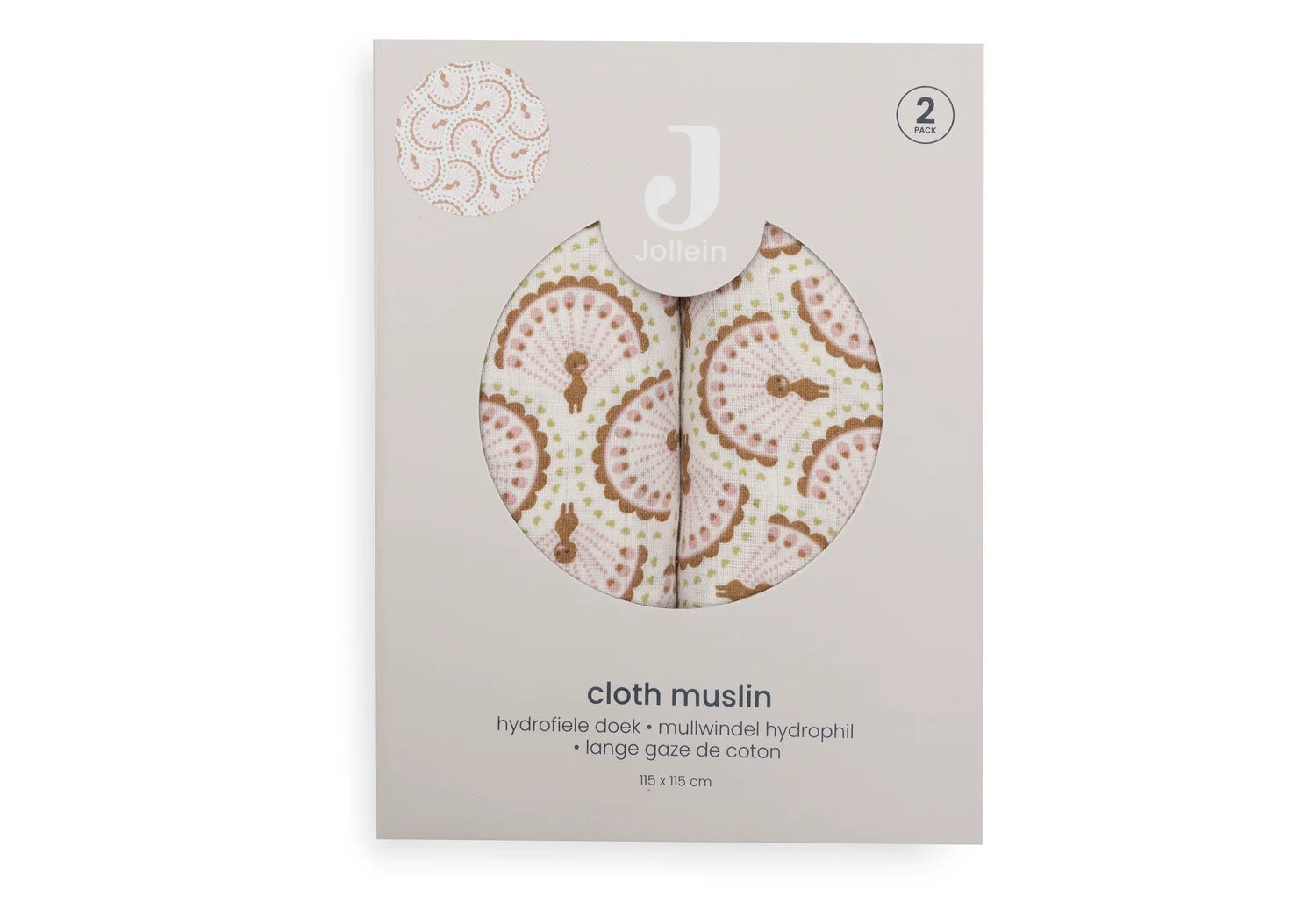 Jollein-Mullwindeln Hydrophil 115x115cm Soft Plumes (2pack)