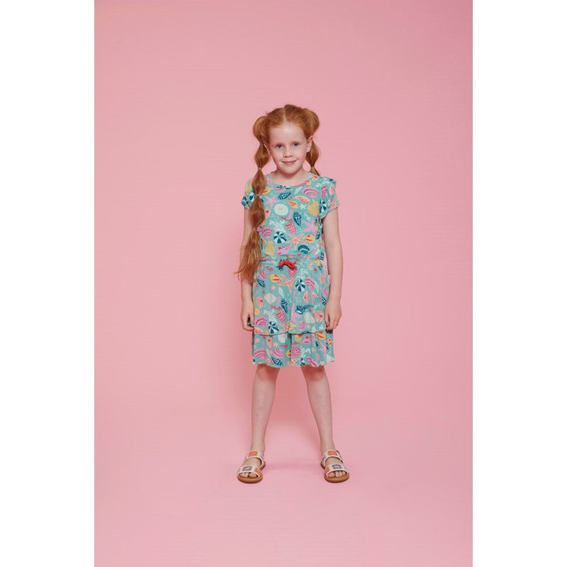 Jubel-Kleid Rüschen AOP - Lazy Lagoon-Jade Grün
