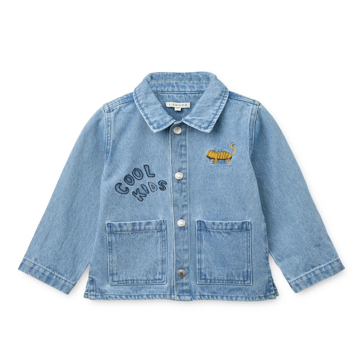 Liewood-Kinsley Placement Denim Overshirt-Cool kids / Light blue denim