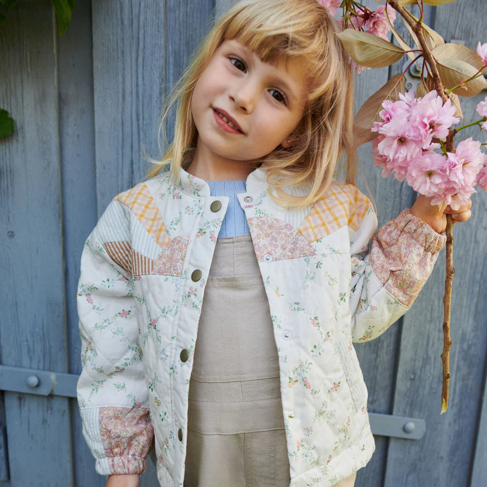 Wheat-Quilt Jacket Inga-9426 ivory checked flowers