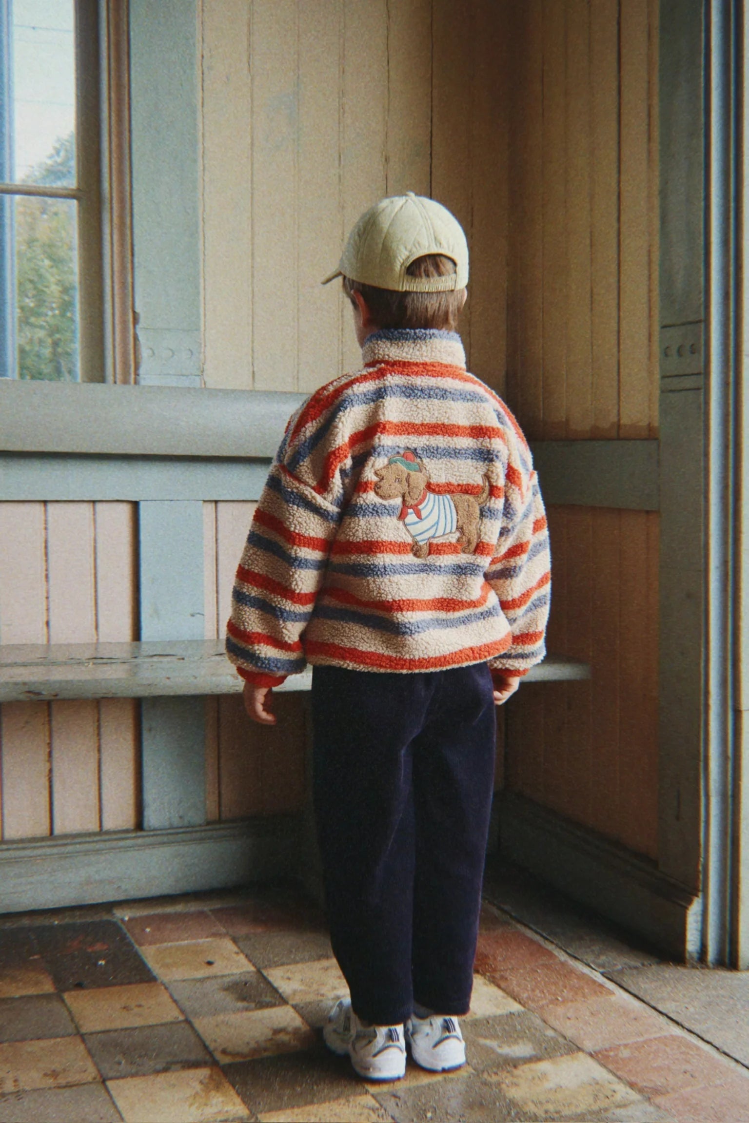 Konges Sloejd-JODY EMBROIDERY TEDDY JACKET GRS-TANGERINE STRIPE