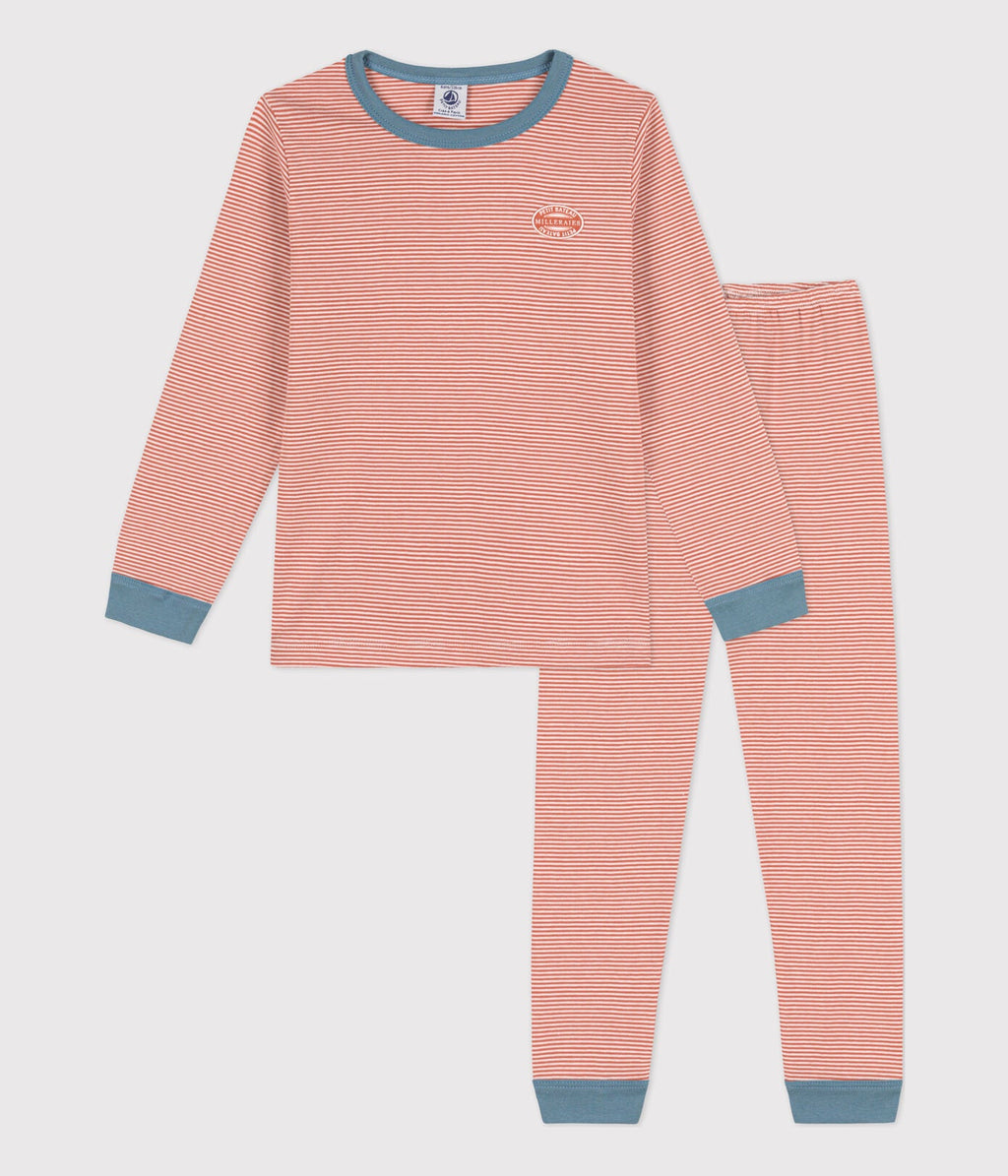 Petit Bateau - SF PYJALONG - BRANDY/MARSHMALLOW
