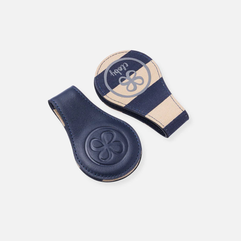 Cloby-Leather Clips Navy Blue-Navy/Stripe