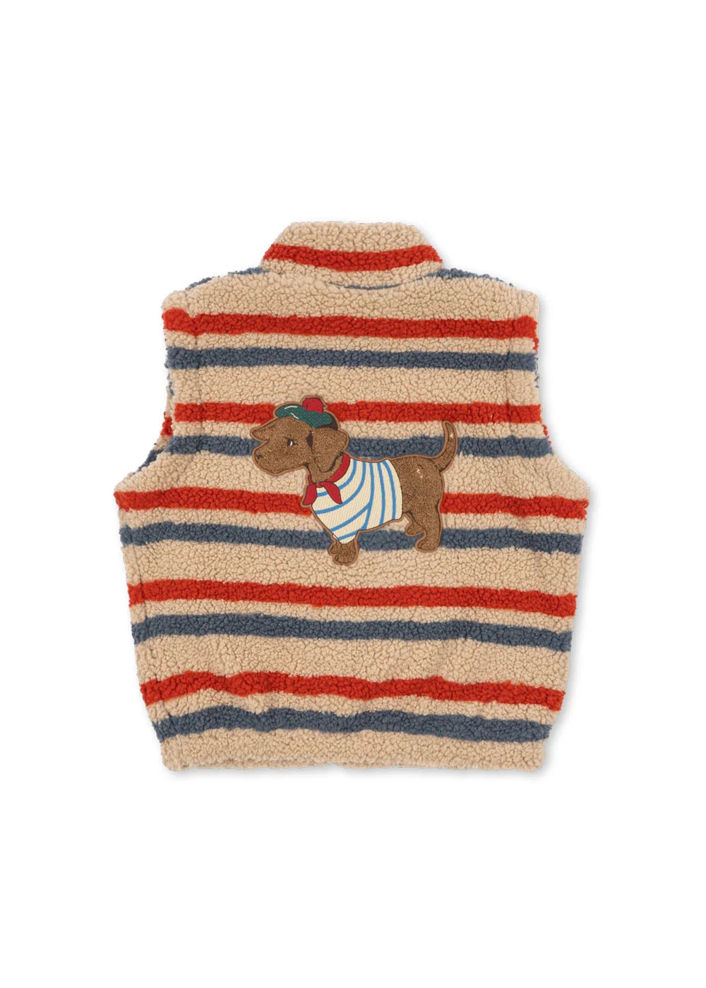 Konges Sloejd-JODY EMBROIDERY TEDDY VEST GRS-TANGERINE STRIPE