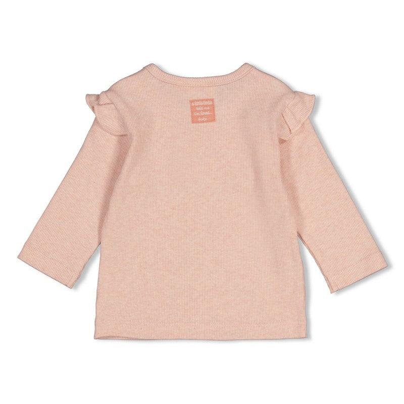 Feetje-Gerippte Longsleeve - Fall in Love-Rosa Melange