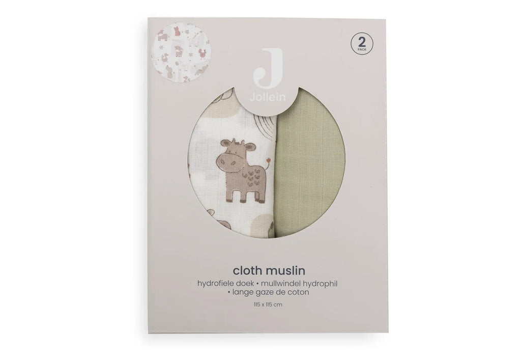 Jollein-Mullwindeln Hydrophil 115x115cm Barn Buddies (2pack)