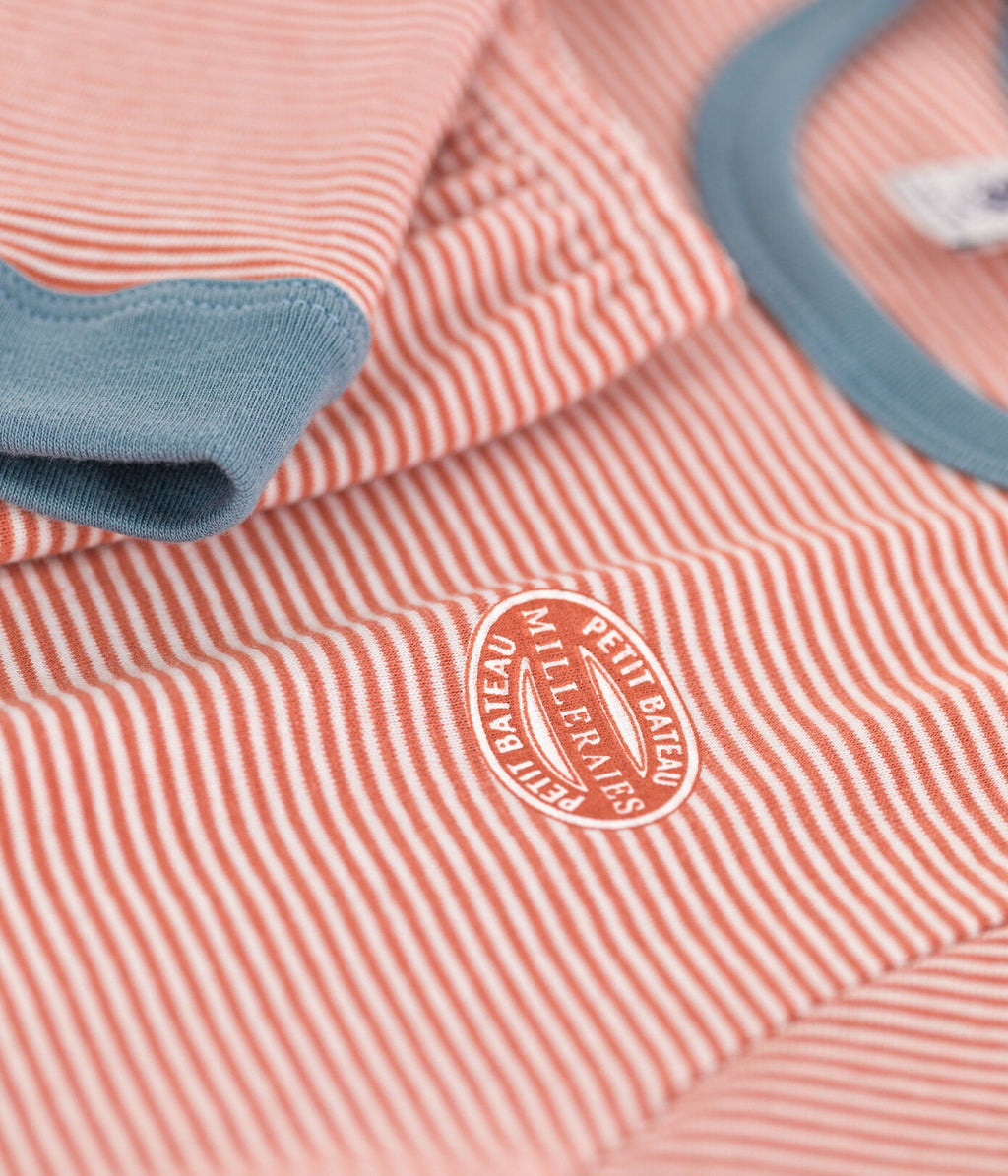 Petit Bateau - SF PYJALONG - BRANDY/MARSHMALLOW