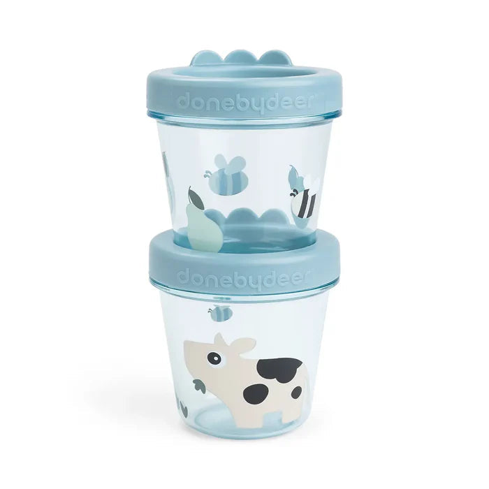 Baby-Snackbox 2-er Set - Tiny farm - Blau