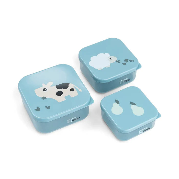 Snackbox-Set 3-er Pack - Tiny farm - Blau