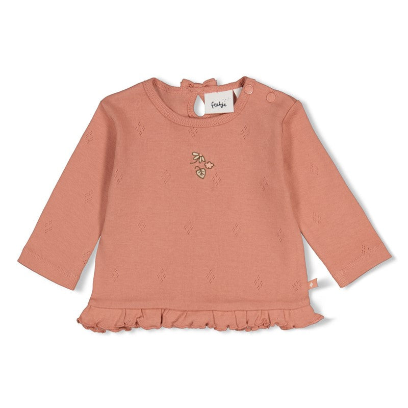 Feetje-Gerippte Longsleeve pointelle - Fall in Love-Rosa