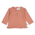 Feetje-Gerippte Longsleeve pointelle - Fall in Love-Rosa