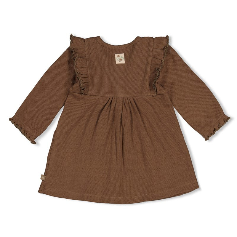 Feetje-Geripptes Kleid pointelle AOP -  Lucky Bloombird-Braun