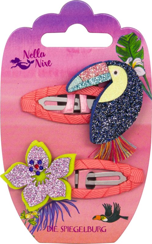 Haarclips Tukan und Blume - Nella Nixe