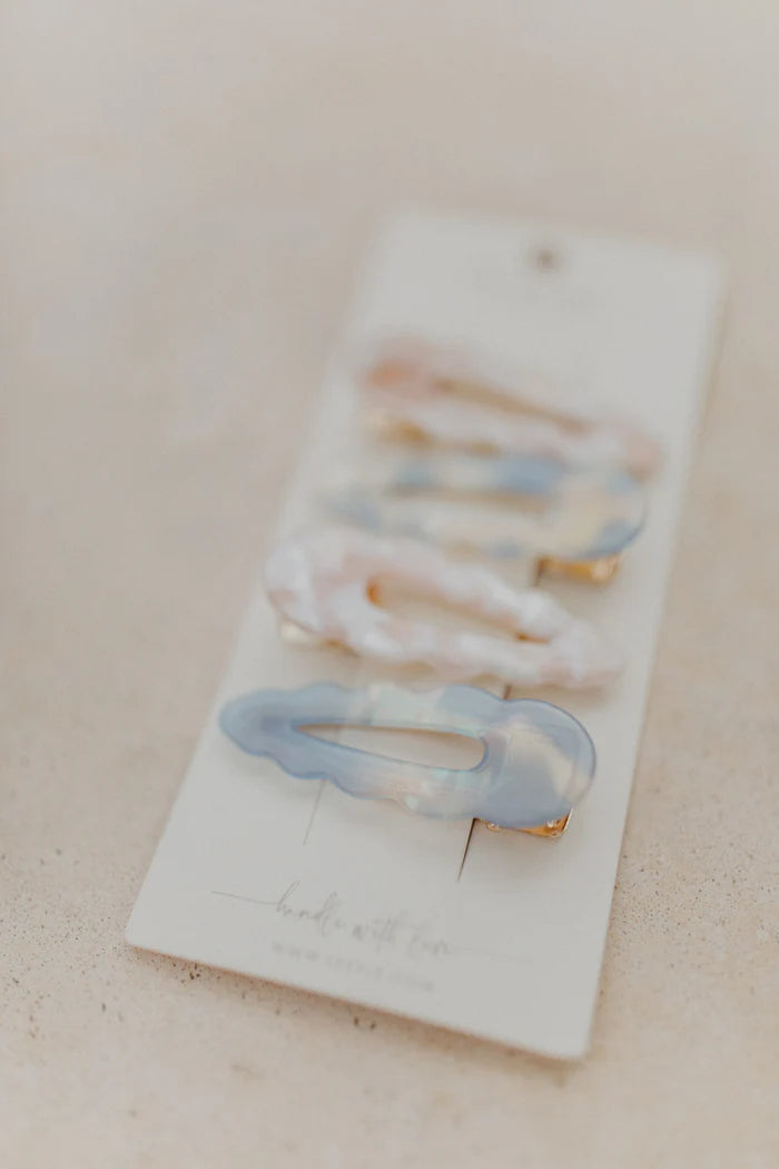 Acetate Hair Clips 'Wavy', Set of 4