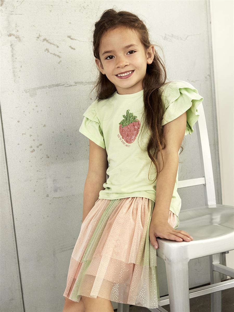 Minymo-Skirt w. Glitter-Peach Beige